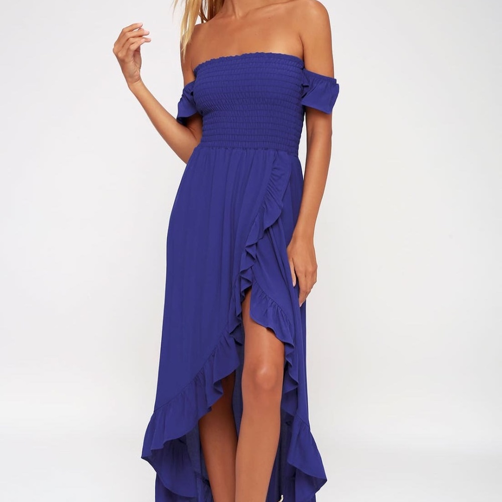 Royal Blue Off-the-Shoulder Dress
